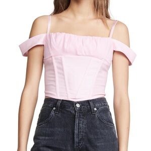 I.AM.GIA (M) Bridget Pink Cropped Off the Shoulder Corset Going Out Top REVOLVE